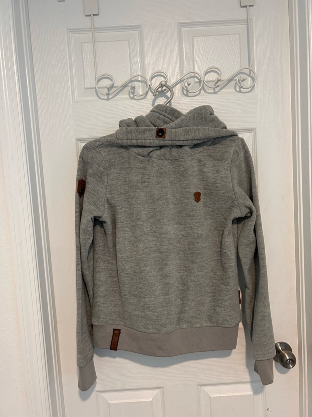 Naketano Brave New World Chunky Cowl Neck Pullover Hoodie Light Gray   Size L